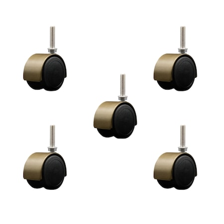 Service Caster 2'' Floor Safe Antique Hooded Twin Wheel Caster 3/8 Threaded Stem, 5PK SCC-TS02S50D-NYU-WA-381615-5